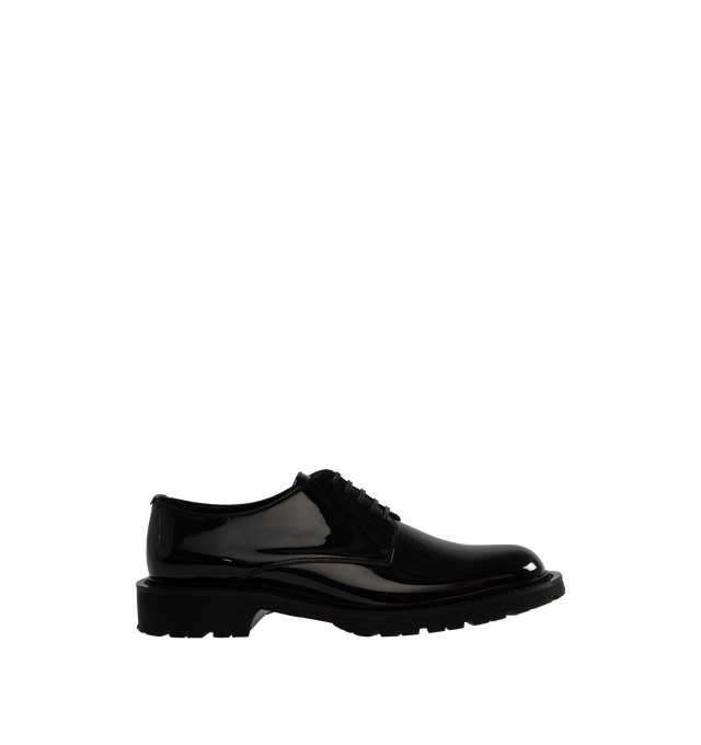 Image 1 of 4 - BLACK - SAINT LAURENT Army Derby Shoes featuring rounded toe, chunky ridged sole and rubber sole. 100% calfskin leather. Made in Italy. 