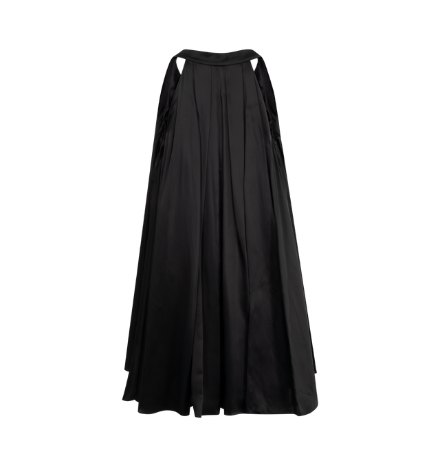 Image 2 of 2 - BLACK - Loewe Women's Dress in lightweight fluid viscose satin featuring a trapeze silhouette with a double layer construction. Regular fit, mini length, scoop neck, partially lined. Viscose. Made in Italy. 