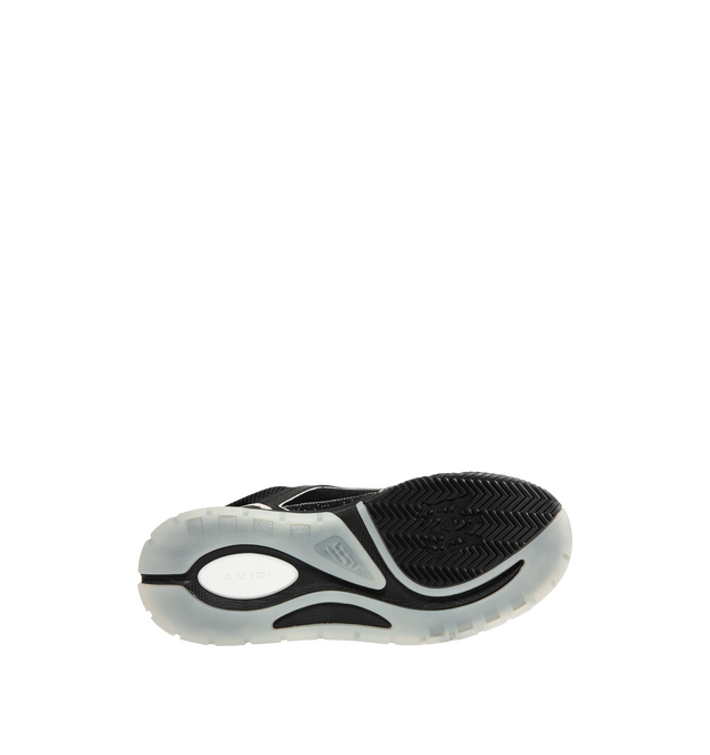 Image 4 of 5 - BLACK - AMIRI MA-1 Leather High-Top Sneakers featuring flat heel, round toe with perforations, lace-up vamp, logo on the tongue, padded collar, logo on the heel and midsole, MA hardware on the side and exaggerated rubber outsole. 