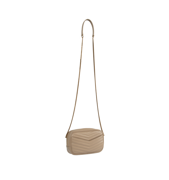 Image 2 of 3 - BROWN - SAINT LAURENT Mini Lou with Chain featuring zip closure, back slip pocket, three card slots and leather lining. 7.5 X 4.1 X 2 inches. 100% calfskin.  