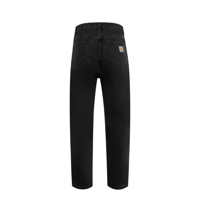 Image 2 of 3 - BLACK - Carhartt WIP Landon Pant made of Robertson denim, which is a heavyweight fabric that has been stone-washed for a softer feel. It is cut in a loose tapered fit with a regular waist, and a roomy upper leg which tapers below the knee. The five-pocket style is detailed with a Square Label on the rear. 100% Cotton 'Robertson' Denim, 12 oz.  