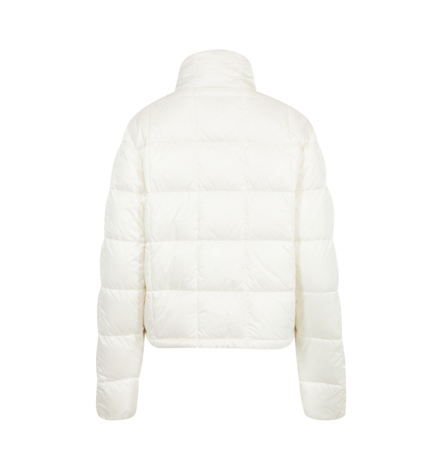 Image 2 of 3 - WHITE - MONCLER Jarcieu Braided Trim Short Down Jacket featuring longue saison lining, down-filled, zipper and snap button closure, patch pockets with braided trim, adjustable cuffs and hem with drawstring fastening. 100% polyamide/nylon. Padding: 90% down, 10% feather. 
