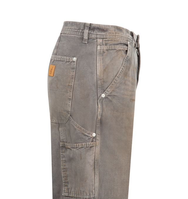 Image 3 of 3 - BROWN - ENFANTS RICHES DEPRIMES Flare Jeans featuring regular fit, zip and button closure, 5 pockets style, belt loops at waist, hammer loops and distressing throughout. Cotton.  