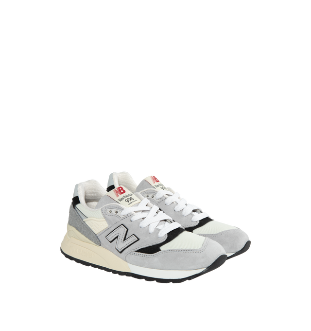 Image 2 of 5 - GREY - NEW BALANCE MADE in USA 998 grey matter features nubuck overlays and hairy suede with black and white accents. 