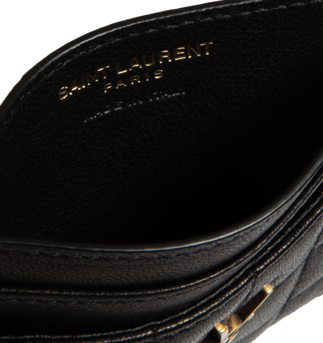 Image 3 of 3 - BLACK - SAINT LAURENT Cassandre Matelasse Card Case featuring five card slots and leather lining. 4.1 X 3.1 X 0.3 inches. 100% lambskin. Made in Italy.  