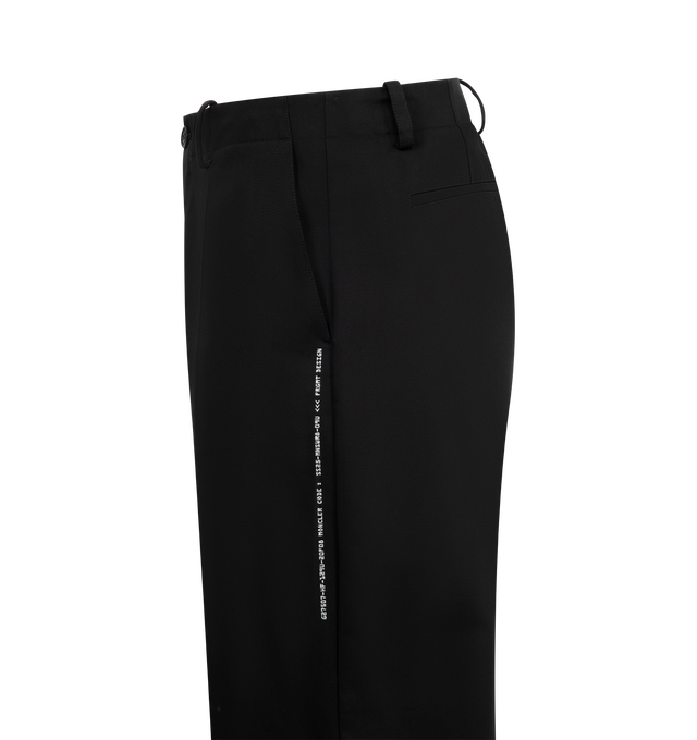 Image 3 of 3 - BLACK - Moncler x FRGMT by Hiroshi Fujiwara collection- Cotton Gabardine Pants featuring cotton gabardine, button and zipper closure, front and back pockets and embroidered logo motif. 100% cotton. 