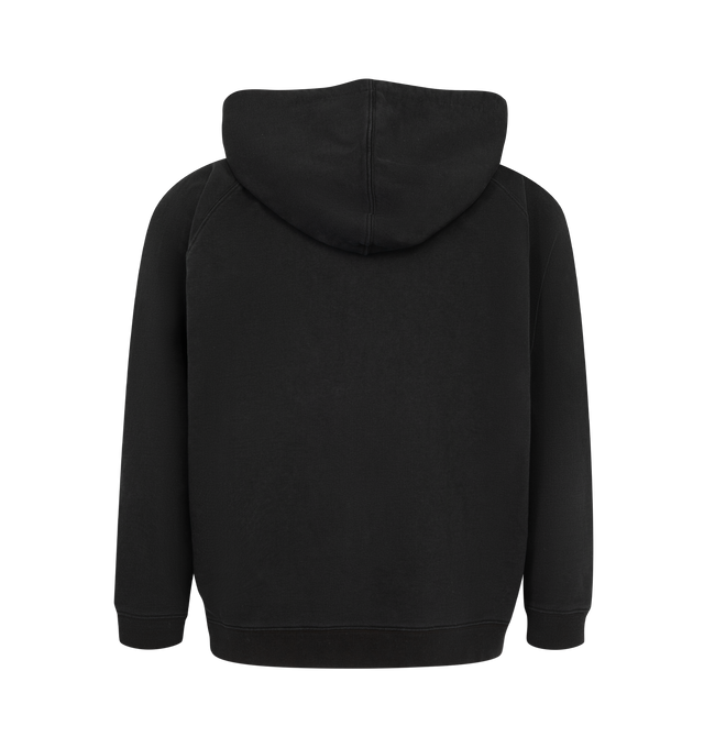 Image 2 of 2 - BLACK - Second/Layer Men's OG Zip Hoodie is crafted from cotton and features a full-zip front closure, an attached hood, and a shrunken-fit silhouette. Designed as a streamlined everyday essential, this lightweight style is finished with an antique gold zipper and premium Italian construction. Main Material: 100% Cotton. Made in Italy. 