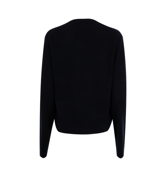 Image 2 of 2 - NAVY - TOTEME V-Neck Sweater featuring dropped shoulders, regular fit, embroidered monogram and ribbed edges. 100% cashmere.  