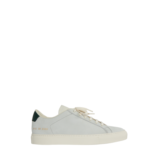Image 1 of 5 - GREY - COMMON PROJECTS Retro Lace-Up Leather-Trimmed Nubuck Sneakers in an understated 'Retro' design crafted from supple nubuck and detailed with contrasting leather heel tabs and signature gold-tone serial numbers. Made in Italy. 