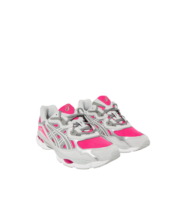 Image 2 of 5 - PINK - Asics Men's Gel-NYC Polar Sneaker featuring lace up closure, layered upper construction, rearfoot and forefoot GEL technology, suede and synthetic and fabric upper, fabric lining and rubber sole. 
