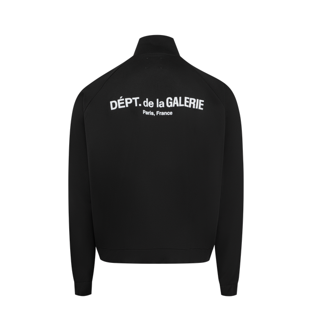 Image 2 of 3 - BLACK - GALLERY DEPT. French Track Jacket featuring high collar, zip closure, logo print on chest, two front pockets, white contrast band on sleeves, large logo print on back and elasticated finishes. 100% polyester. 