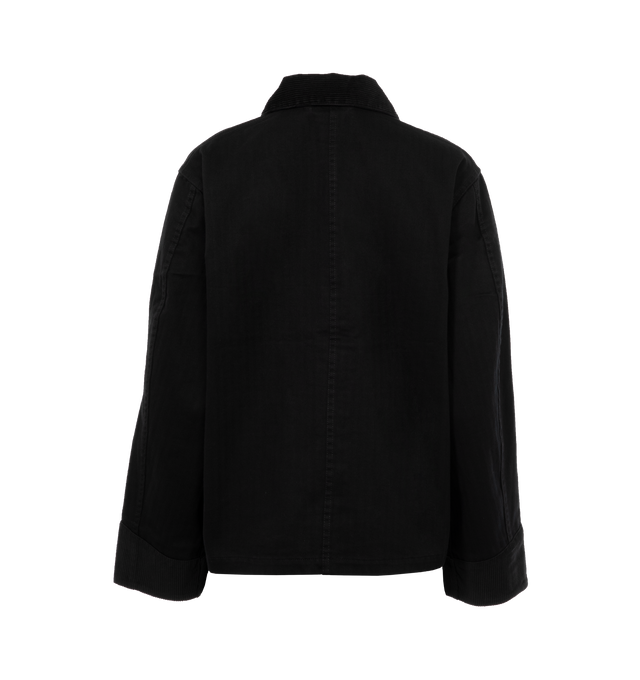 Image 2 of 3 - BLACK - BODE Craft Jacket featuring canvas workwear jacket, heavyweight cotton twill with corduroy trim along the cuffs, collar, and hem and four button closure. 100% cotton. 