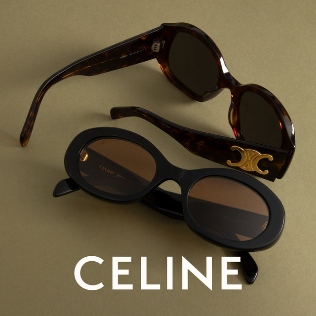 Two pairs of Celine sunglasses on a beige background 