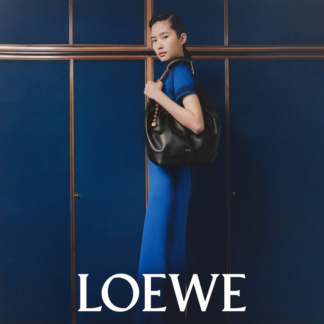 LOEWE Blue Polo Dress featuring slim fit, long length, hand airbrushed and washed shadow effect 
