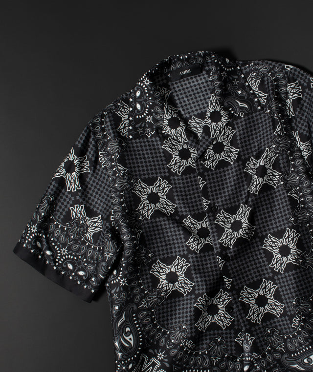 Amiri button-up short sleeve shirt with all-over pattern 