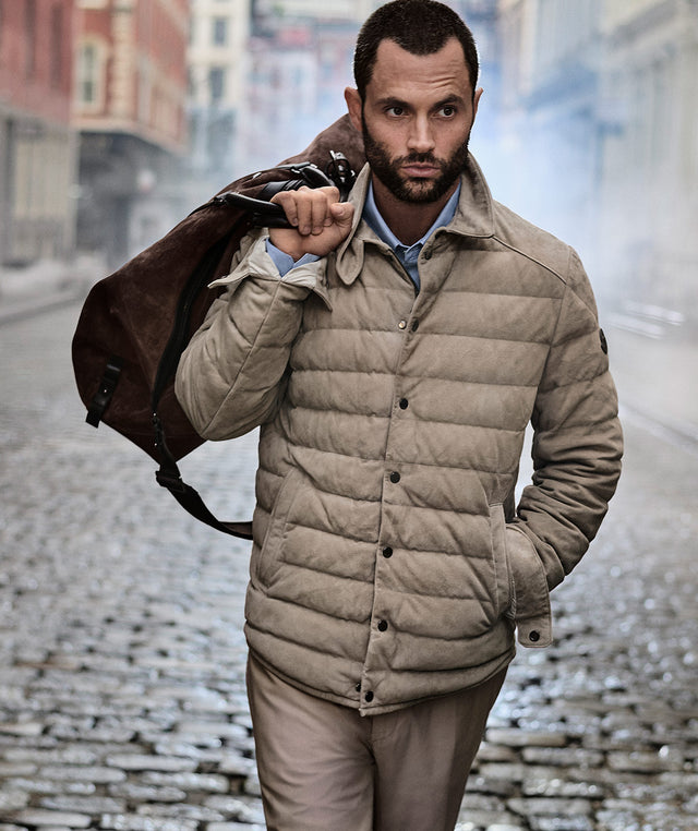 Man wearing MONCLER Bourdon Down Shirt Jacket  