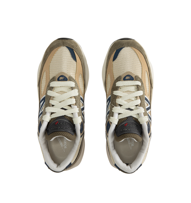 Image 5 of 5 - GREEN - NEW BALANCE USA 990V6 Sneaker featuring breathable mesh base overlaid with premium perforated leather suede panels, reflective accents appear across the upper, 990 branding on the lateral heel, lace closure with a heel tab, contoured midsole, FuelCell foam and ENCAP heel. 