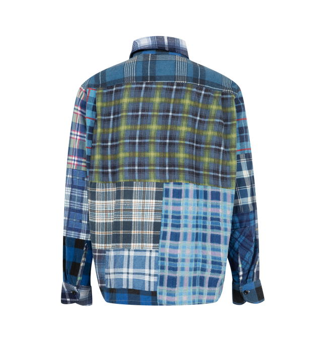 Image 6 of 8 - RED - Needles Men's Straight Hem Flannel Shirt is crafted from reworked cotton flannel and features a one-of-a-kind construction created from cut-and-sewn vintage flannel shirts. Designed with a straight hem, classic collar, button-front closure, chest pockets, and buttoned cuffs, each piece is unique and will vary in color, pattern, and panel placement. Main Material: 100% Cotton. Details: Reworked One-of-One Design, Straight Hem, Classic Collar, Chest Pockets, Buttoned Cuffs. Closure: Butto 