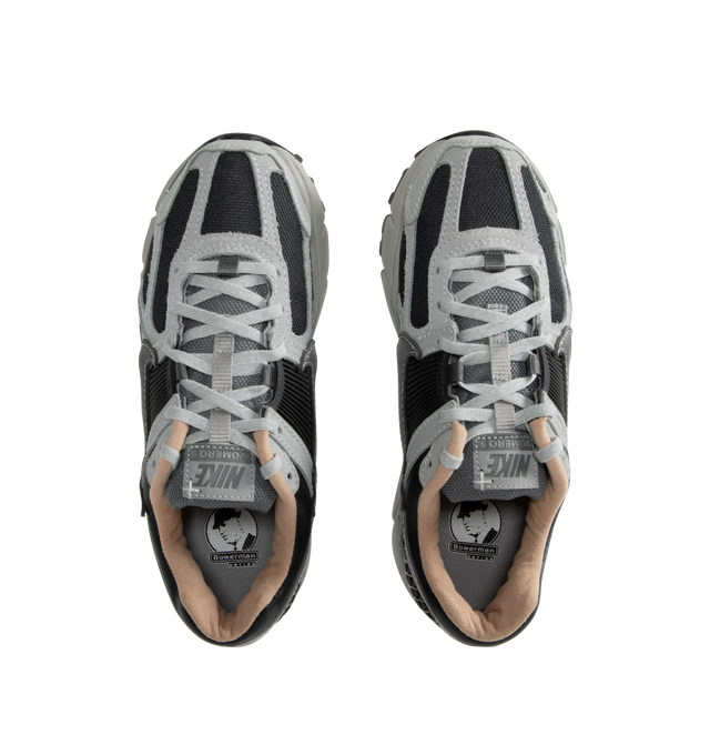 Image 5 of 5 - GREY - NIKE Zoom Vomero 5 Sneaker featuring real and synthetic leathers on upper, mesh panels and ventilation ports on heel, snappy and responsive, Air Zoom cushioning, plastic caging on side and rubber outsole. 