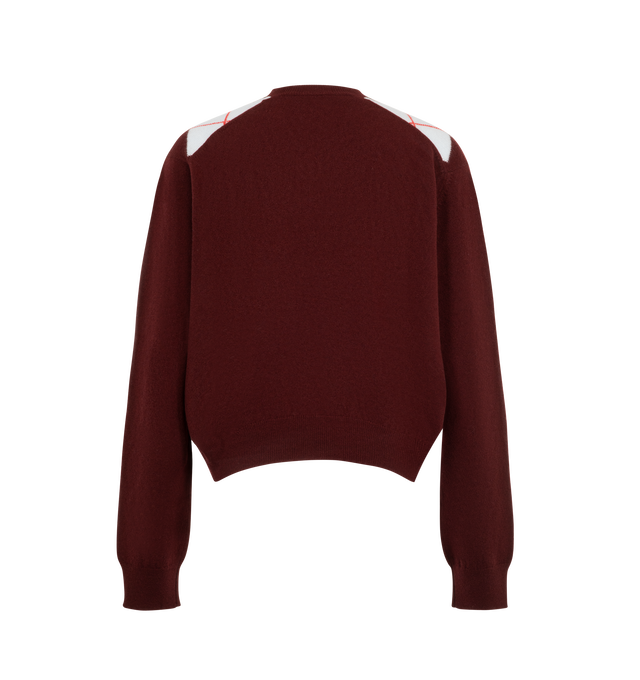 Image 2 of 2 - RED - Ruadh Women's Academy Argyle Sweater is crafted from Scottish cashmere designed with a relaxed fit and high V-neck, and finished by hand. Main Material: 100% Scottish Cashmere. Made in Scotland.  