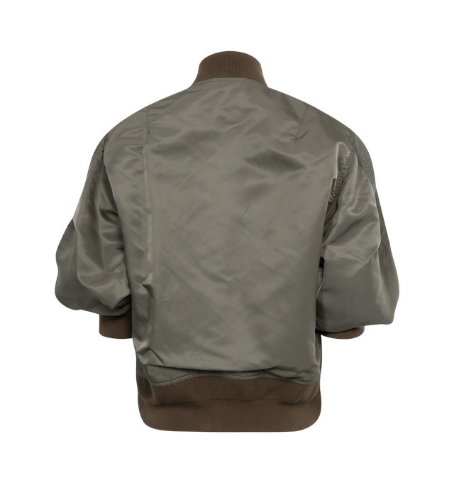 Image 2 of 2 - GREY - SACAI Nylon Twill Blouson featuring two-way zip fastening through front, a zipped sleeve pocket and ribbed-knit trims. 100% nylon. 