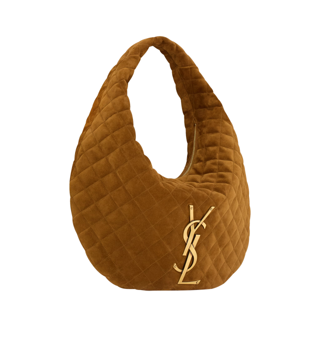 Image 6 of 6 - BROWN - SAINT LAURENT ICARE Hobo Bag in quilted suede featuring diamond-quilted topstitching, leather lining, bronze-tone hardware and zip closure. 11.818.5" x 12" x 0.84.7". Handle drop: 6.3". Calfskin. Made in Italy. 