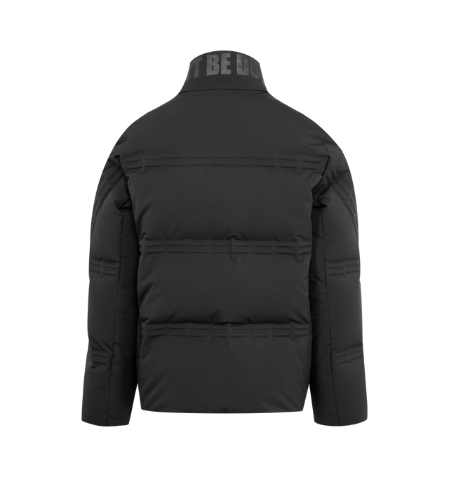 Image 2 of 3 - BLACK - Moncler x A$AP Rocky Rally Short Down Jacket featuring 2L 4-way stretch nylon, nylon laqu lining, down-filled, zipper closure, zipped pockets, elastic cuffs and logo patches. 87% polyamide/nylon, 13% elastane/spandex. Padding: 90% down, 10% feather. 