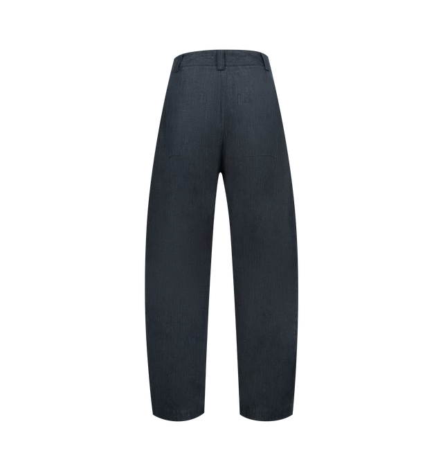 Image 2 of 3 - BLUE - STUDIO NICHOLSON Levy Pant featuring concealed fly and button fastening, belt loops, two side slash pockets and two rear patch pockets. 50% linen/flax, 50% cotton. 