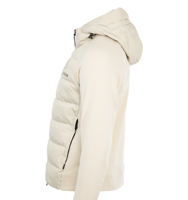 Image 3 of 4 - WHITE - MONCLER GRENOBLE Zip Up Cardigan featuring padded front, hood with drawcord, zip front closure and long sleeves with thumb hole.  