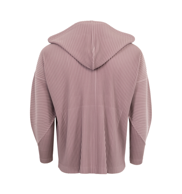 Image 2 of 2 - PINK - ISSEY MIYAKE Hoodie featuring pleated pullover hoodie with long sleeves and a drawstring hood. 100% polyester. 