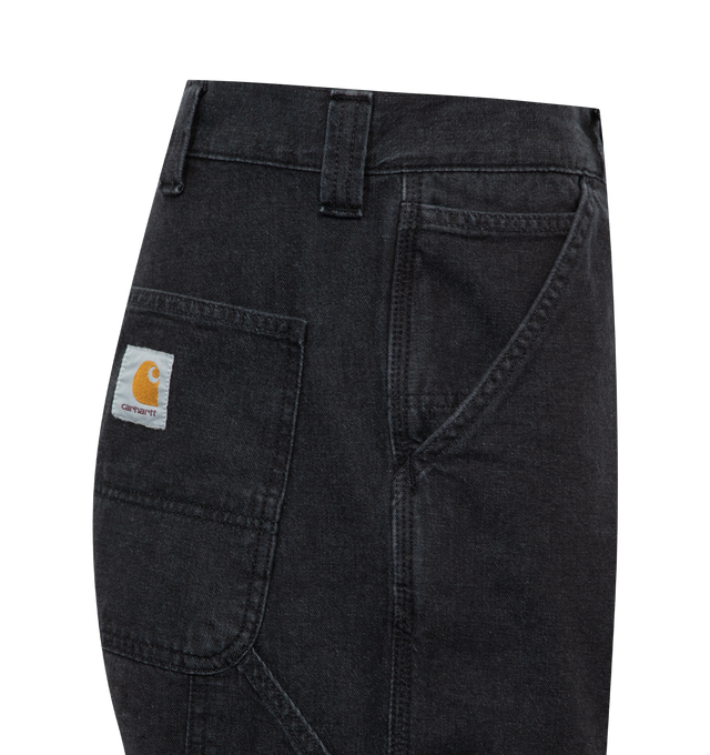 Image 3 of 3 - BLACK - CARHARTT WIP OG Single Knee Pant featuring relaxed straight fit, mid-rise, triple stitched, bartack stitching at vital stress points, tool pockets and hammer loop, square label and zip fly. 100% organic cotton. 