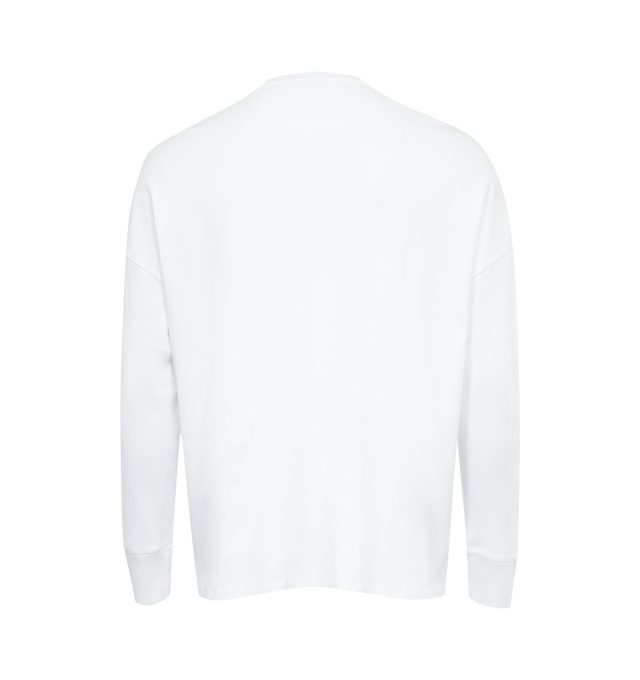 WHITE - LOEWE Oversized Fit T-shirt featuring oversized fit, regular length, crew neck, long sleeves, ribbed cuffs and anagram embroidery placed at the front. 100% cotton. Made in Portugal.