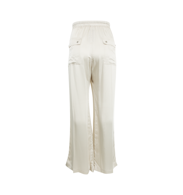 Image 2 of 3 - WHITE - RICK OWENS Wide Bela Pants featuring elastic waistband with drawstring closure, two pockets and wide leg. 61% acetate, 39% viscose. Made in Italy. 