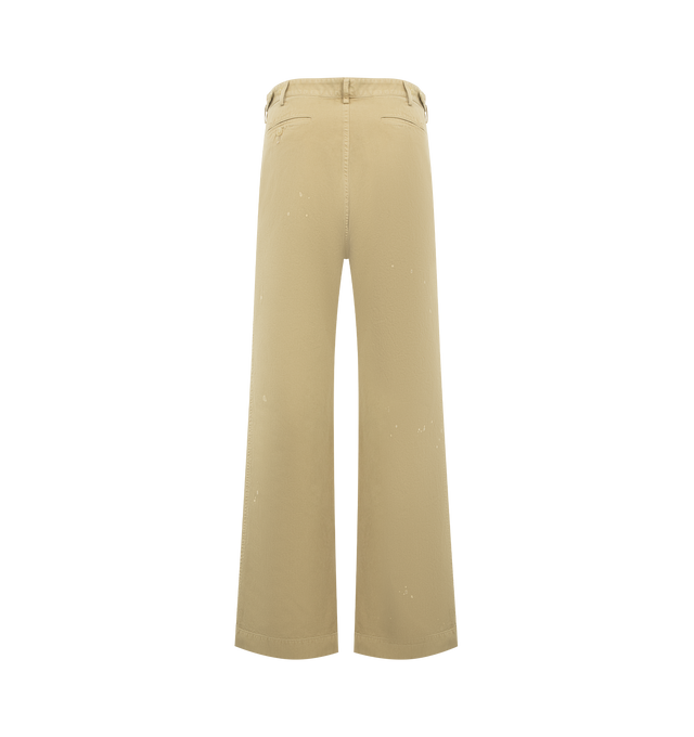 Image 2 of 3 - BROWN - AURALEE Finx Light Chino One-Tuck Wide Pants featuring wide fit, single front tuck, lightweight Finx cotton, garment dyed, button zip closure and distressing thorughout. 100% cotton.    