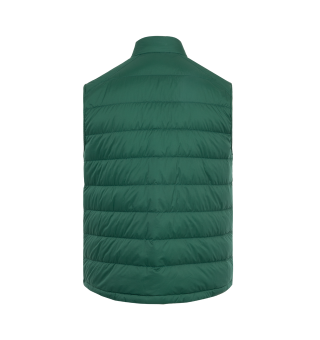 Image 2 of 2 - GREEN - Moncler Men's Barthe down vest is crafted from ultra-light weight and warm recycled longue saison with down-fill. Featuring zipper and snap button closure, zipped pockets, hem with drawstring fastening, regular fit with fitted shoulders and chest, boxy waistline. 