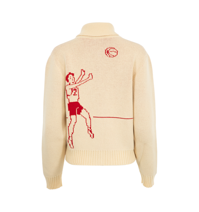 Image 2 of 2 - NEUTRAL - Bode Hoops Cardigan has a stand collar, 2-way zipper front closure, and a jacquard knit design. 100% wool. Made in Italy.  