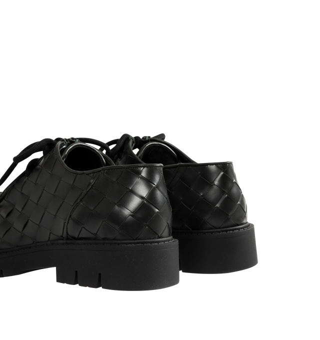 Image 3 of 4 - GREEN - Bottega Veneta Haddock Lace-Up Shoe in smooth calfskin with all-over Intrecciato craftsmanship. Upper and lining: calfskin. Rubber outsole. Made in Italy. 