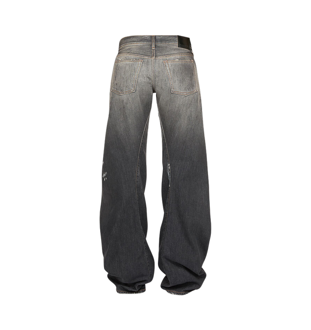 Image 2 of 2 - BLACK - ACNE STUDIOS 2006F Jean featuring loose fit, low waist length, wide shaped leg, ultra long length, coated denim, 5-pocket construction and button fly. 100% cotton. Made in Italy. 