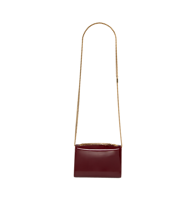 Image 2 of 3 - RED - SAINT LAURENT Kate Small Bag in Patent Leather featuring curb chain, grosgrain lining, magnetic fastening and interior slit pocket. 4.9"H x 7.8"W x 2"D. Strap drop: 56cm. 90% calfskin leather, 10% metal. Made in Italy. 