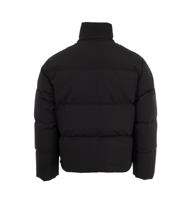 Image 2 of 3 - GREY - MONCLER Misonet Puffer Jacket featuring logo embossed and embroidered chest, stand collar, two-way zip front, long sleeves and side zip pockets. Polyester. Fill: down/feather. Made in Romania. 