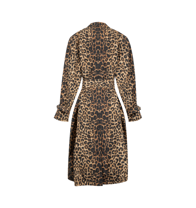 Image 2 of 3 - MULTI - Saint Laurent Womens Belted Trench Coat is crafted from polyamide. Features a double-breasted six-button closure, adjustable belt, two-way ulster collar, raglan sleeves, strapped cuffs, two front welt pockets, single back vent, and polyester taffeta lining. Main Material: 100% Polyamide; Lining: Polyester Taffeta. Made in Italy. 