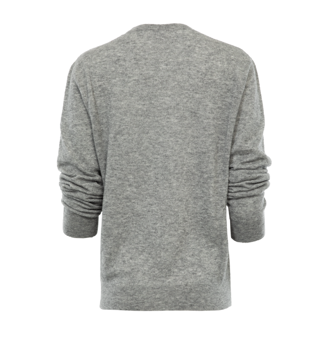 Image 2 of 3 - GREY - SAINT LAURENT Crew Sweater featuring loose fit, crewneck and ribbed trims. 60% cashmere, 40% silk. 