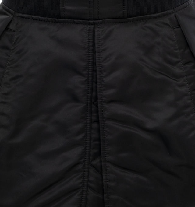 Image 4 of 4 - BLACK - SACAI Nylon Twill Shorts featuring waistband, side slit pockets, back zipper and wide legs. 100% nylon. 