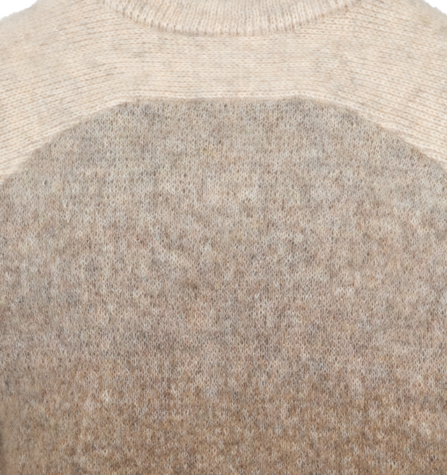 Image 3 of 3 - BROWN - ERL UNISEX GRADIENT RAINBOW SWEATER KNIT features mohair-wool blend, knitted construction, brushed finish, paneled design, ribbed-knit paneling, gradient effect, crew neck and long raglan sleeves. Mohair 45%, Polyamide 26%, Wool 21%, Acrylic 8%. 