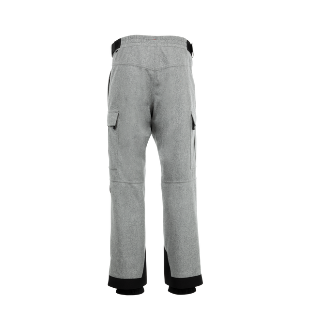 Image 2 of 3 - GREY - Moncler Grenoble Ski Trousers have an adjustable waistband, a zipper and button closure, heat-sealed seams, side pockets, cargo pockets, PrimaLoft Active Insulation, powder cuffs, ski cut hem protection, and embossed logo details. Made in Romania. 