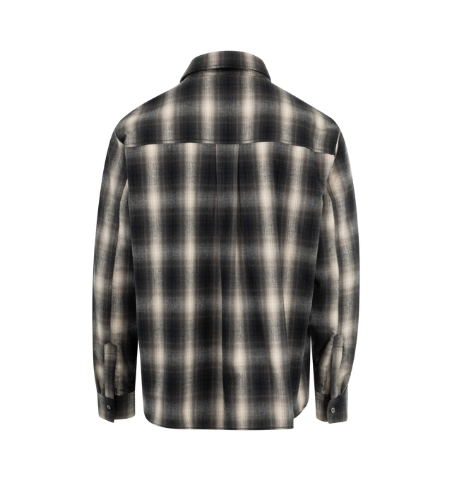 Image 2 of 2 - BLACK - Rhude Racing Flannel Shirt has a camp collar, a front button closure, button cuffs, and embroidered brand designs. 100% cotton.  