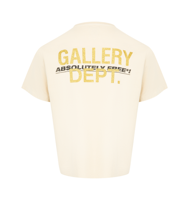 Image 2 of 2 - WHITE - GALLERY DEPT. Free Tee featuring graphic print on both the front and back, back graphic layered with GD ENGLISH logotype rendered in gold glitter, relaxed 90's fit, short sleeves and crew neck. 100% cotton. Made in USA. 