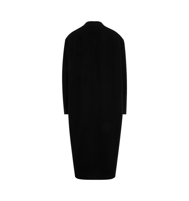 Image 2 of 3 - BLACK - ISABEL MARANT Florane Coat featuring long plain-colored wool blend coat, collarless, buttoned front, long sleeves, flap pockets, satin lining with "Isabel Marant" logos and straight cut. 75% wool, 25% polyamide 