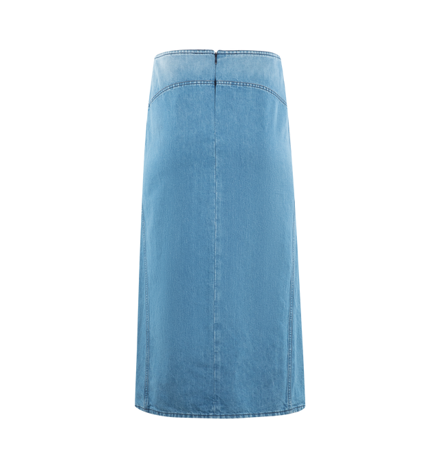 Image 2 of 2 - BLUE - GABRIELA HEARST Morelos Skirt featuring high rise, center-cut front slit, hem falls below the knee, A-line silhouette and adjustable belted sides. Cotton/linen. Made in Italy. 