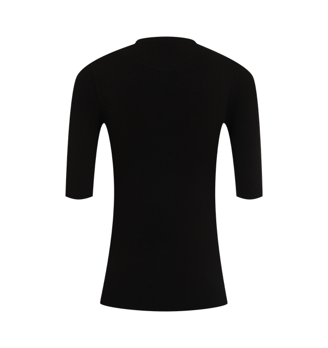Image 2 of 2 - BLACK - Toteme Women's Compact Jersey Top is crafted from a signature compact knit and features a flattering slim-fit silhouette. Designed with a scoop neckline, long sleeves, and hip-length proportions, it is finished in a pullover style. Main Material: Viscose/Nylon/Polyamide/Elastane. Imported. 